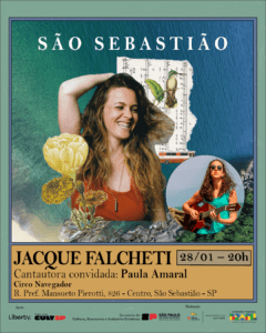 Leia mais sobre o artigo Show Jacque Falcheti com Paula Amaral da Banda Jacarandara! 28/01 às 20h DE GRAÇA no Ponto de Cultura Circo Navegador