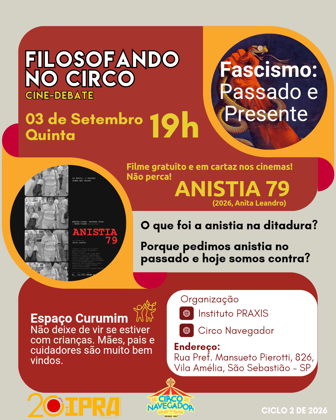 Leia mais sobre o artigo Filosofando no Circo: Exibição “Anistia 79”